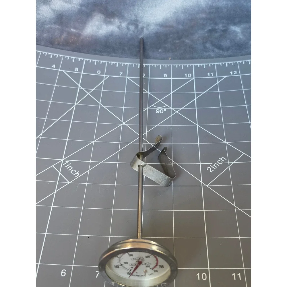 King Kooker 12 Inch Deep Fry Thermometer 750F Stainless Steel with Pot Clip